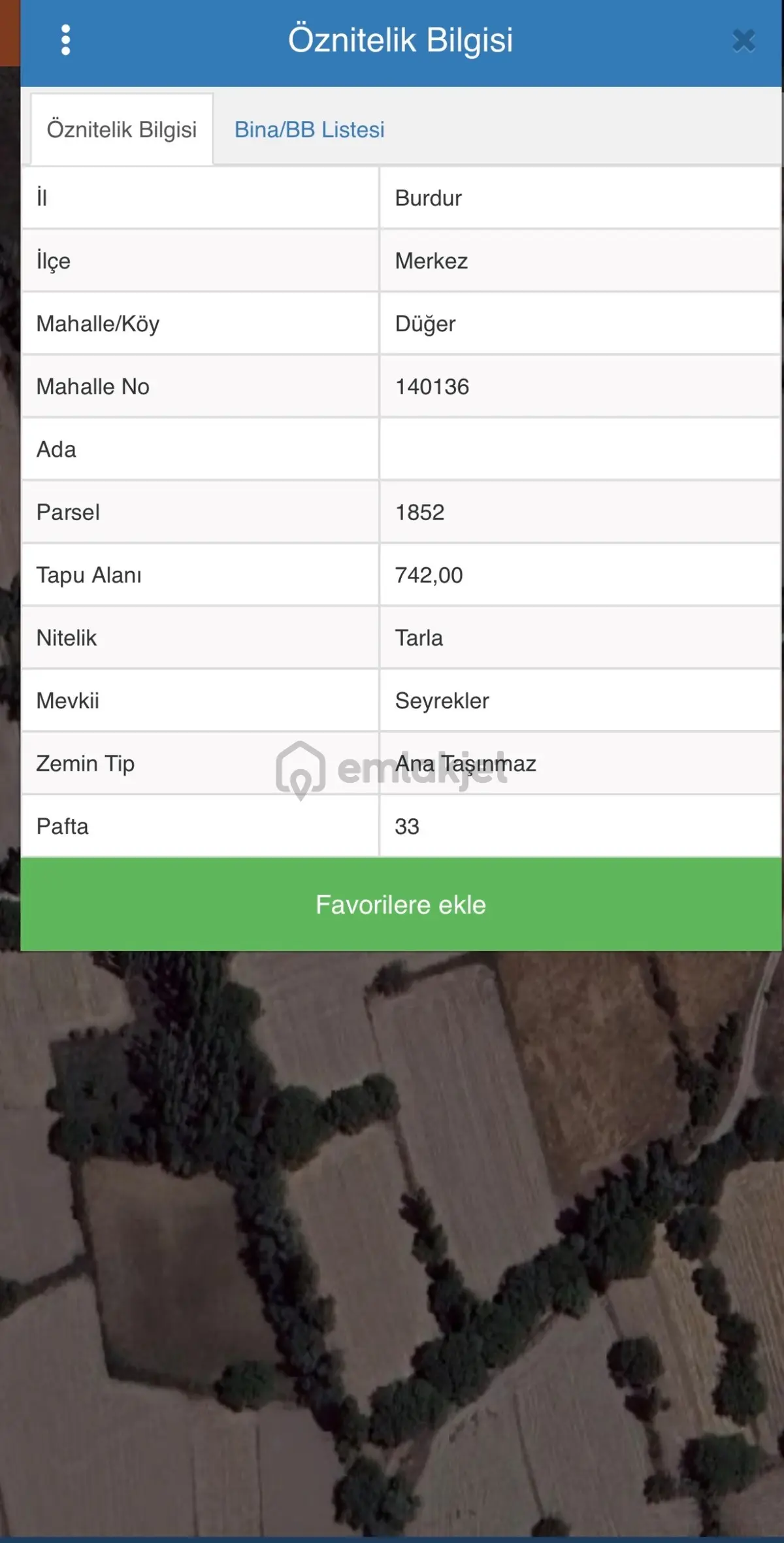 Burdur Merkez Düğer’de 742 M² Satılık Tarla
