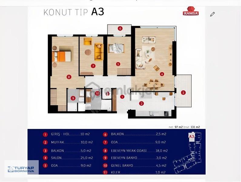 Ramsa Adım Kaya Sitesinde Köşe Blok 9.kat Satılık - 12
