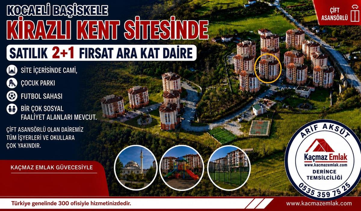 Kaçmaz Emlak'tan Kocaeli Başiskele'de Site İçerisinde Satılık 2+1 Daire
