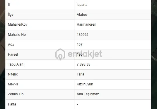 Isparta Atabey Harmanören'de 7.898m2 Satılık Tarla - 4
