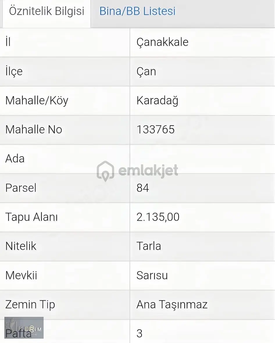 & Kerim'den Çan Karadağda 2135m² Satılık Tarla - 2