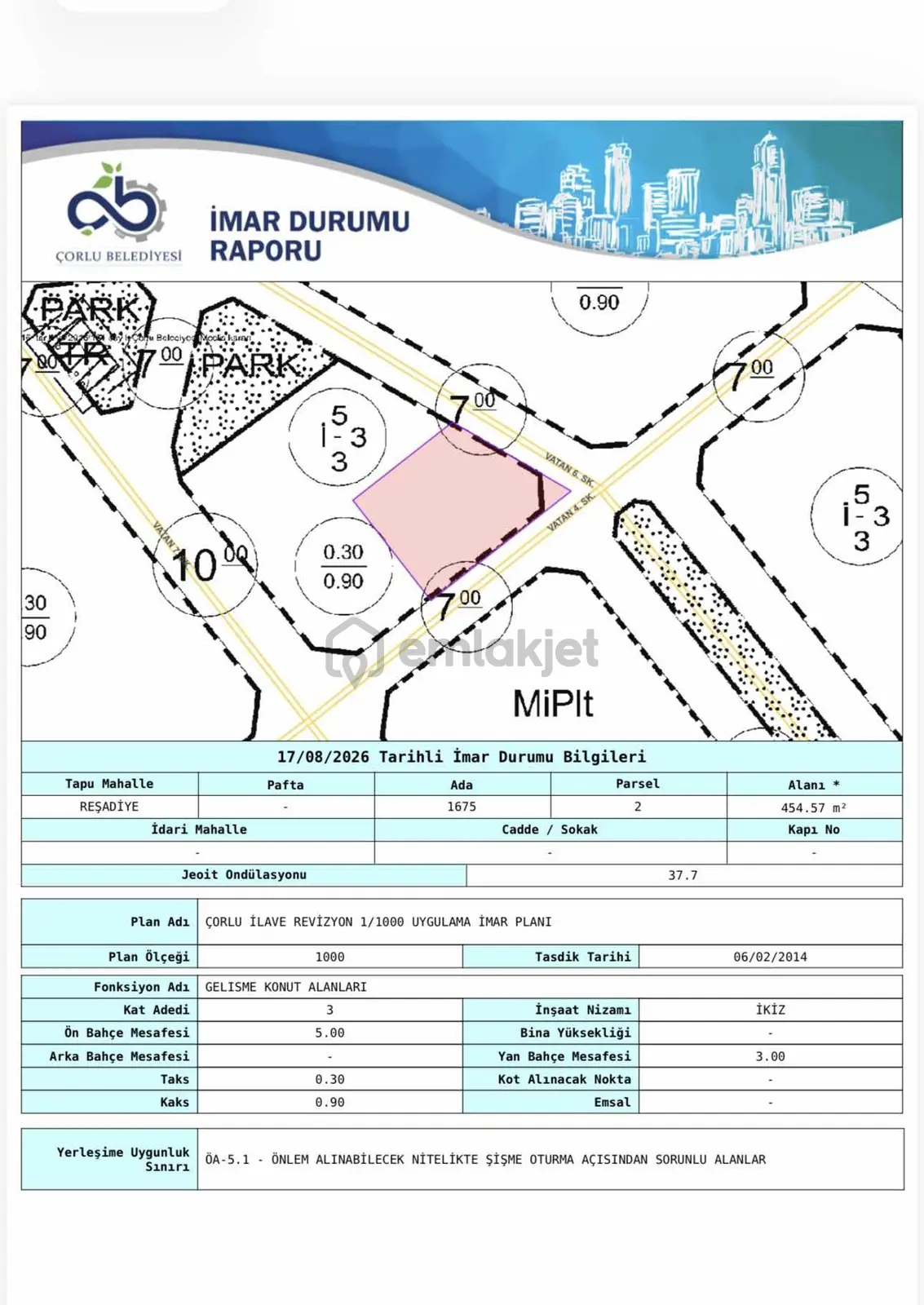 Havuzlar Da 455 M2 Köşe Parsel Satılık Arsa