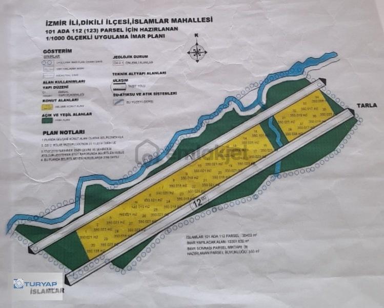Dikili İslamlar Da 1000m2 Satılık Koopatif Tarla - 5