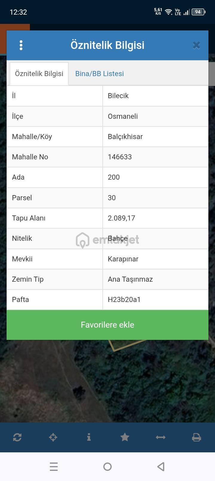 Osmaneli Balcıkhisar Satılık Tarla 2089 Mk Acil Satılık