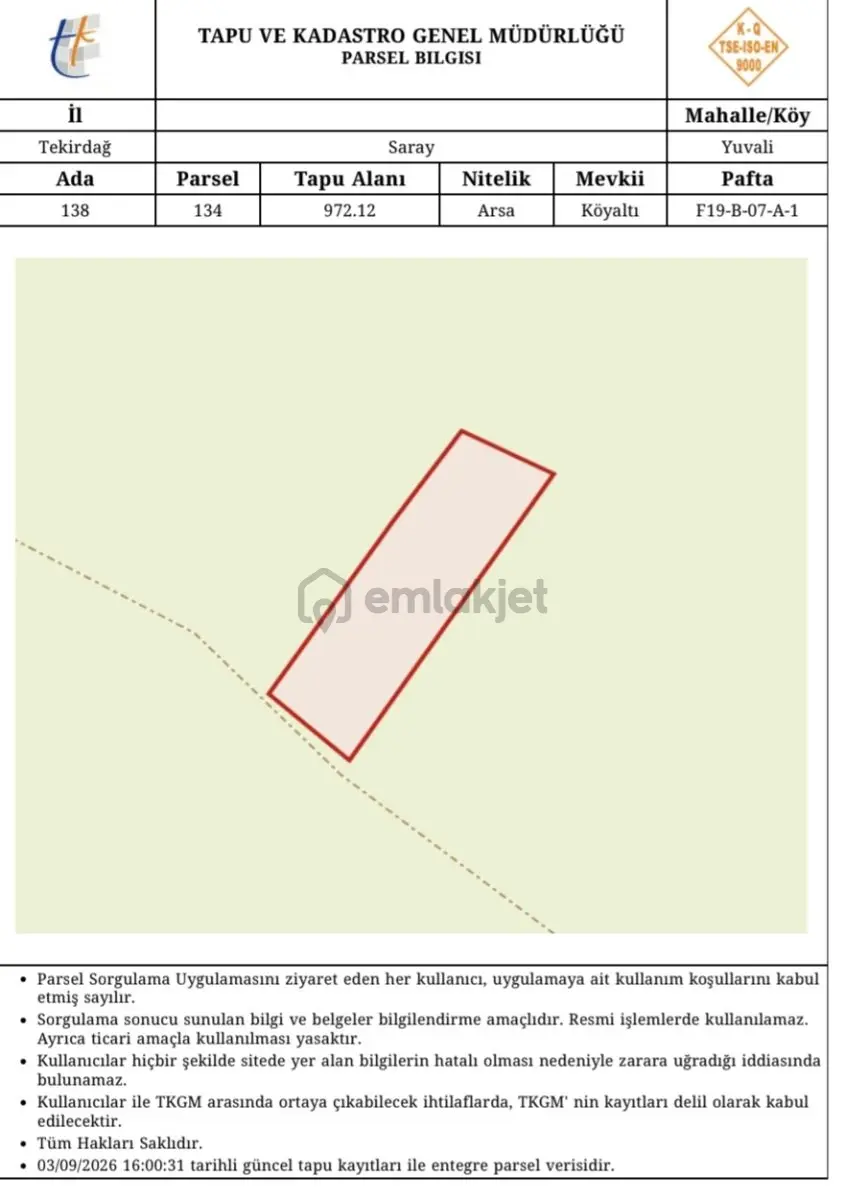 Saray Yuvalı Köyünde 972 M2 Imarlı Arsa - 3