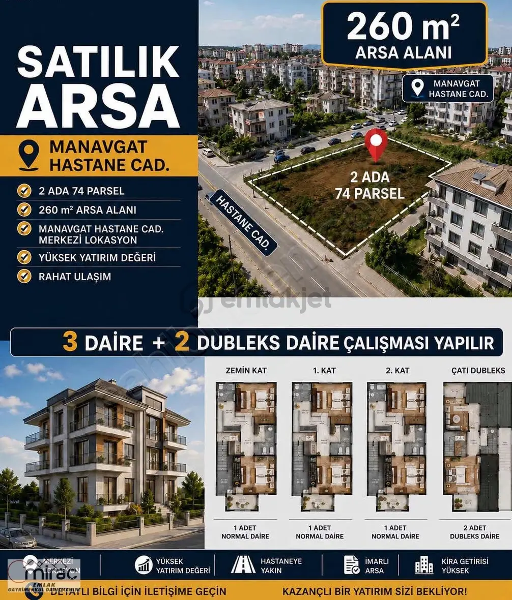 Manavgat Devlet Hastanesi Caddesinde Satılık Arsa