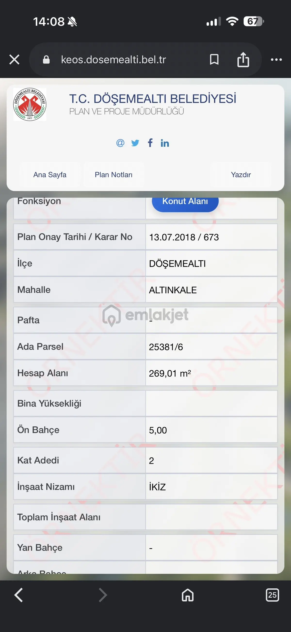 Döşemealtı Altınkale’de 269 M² İmarlı Satılık Arsa - 4