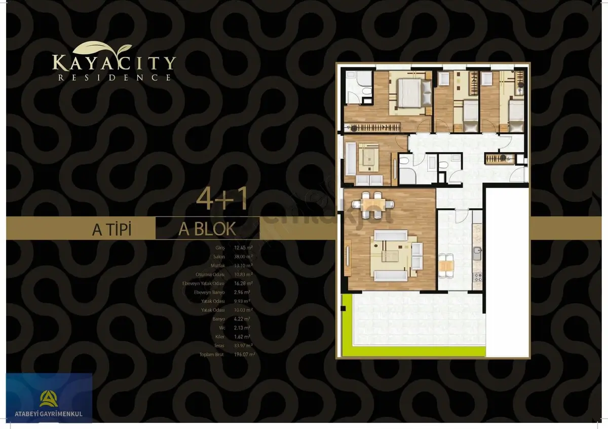 Kayacity Rezidans Satılık 4+1 3 Cephe Manzaralı Ebevyn Bny Daire - 6