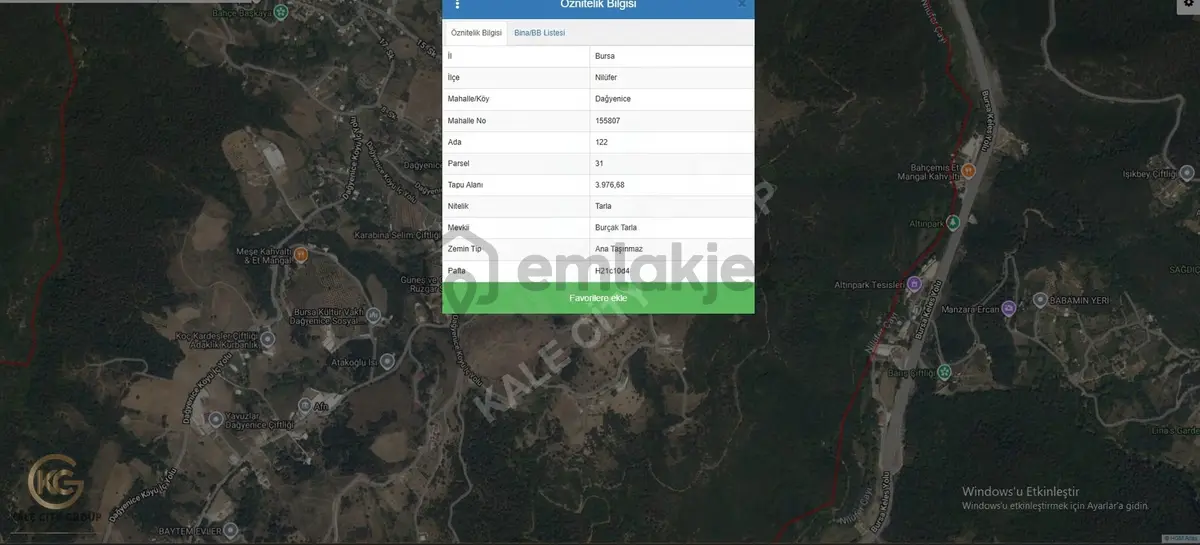 Bursa Nilüfer Dağyeniced De Satılık 3.976 M2 Tarla - 4