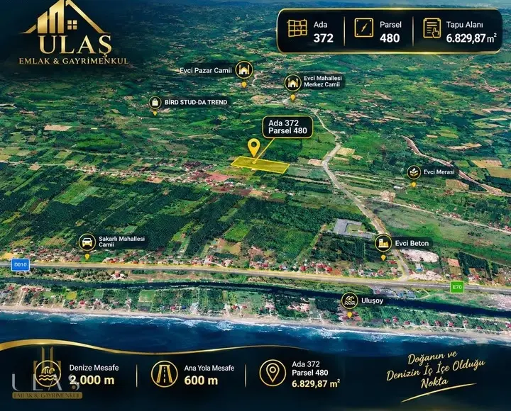 Ulaş Gayrimenkul-terme 6830m² Satılık Bahçe - 3