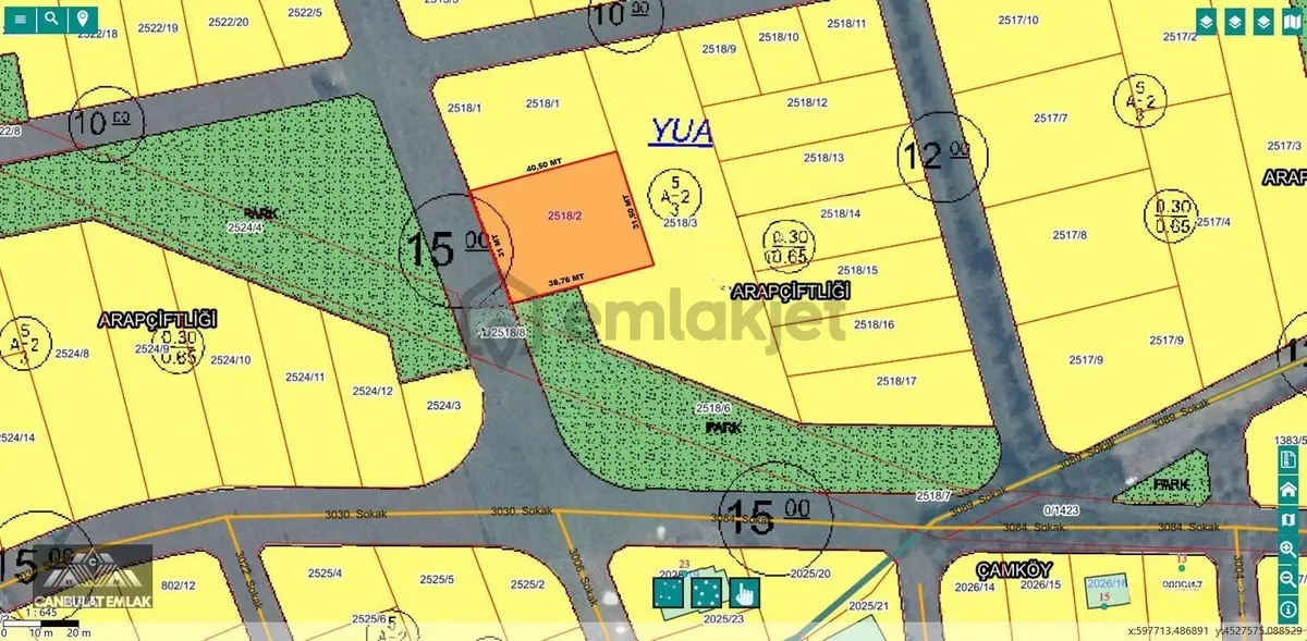 Canbulattan Arapçiftliğinde 1257 M² Satılık Arsa