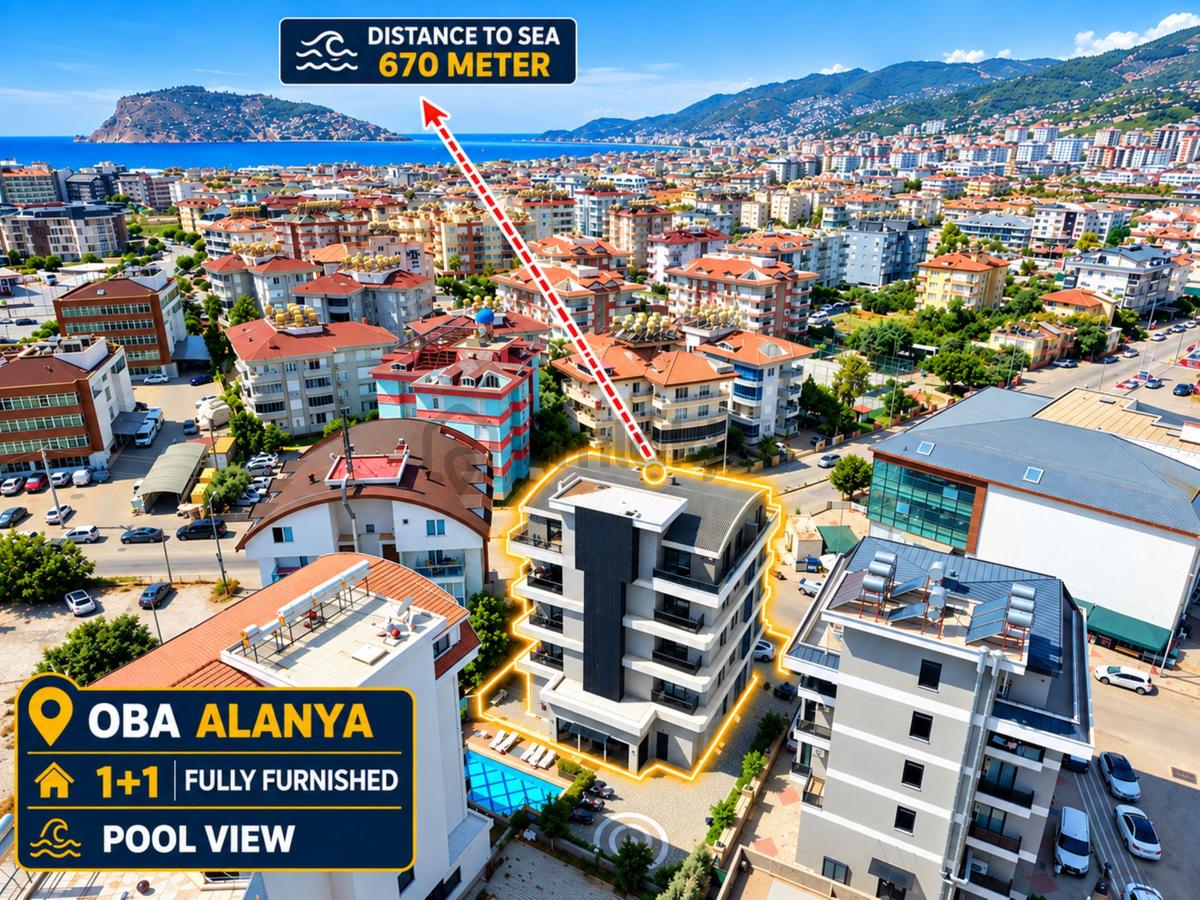 Alanya Oba'da Kiralık Ful Eşyalı 1+1 Daire