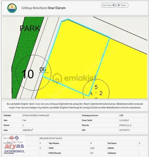 Gölbaşı Oyaca'da İmarlı 1.00 M2 Villa Arsası - 3