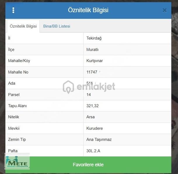 Tekirdağ Muratlı'da Satılık 321 M² 4 Kat İmarlı Arsa - 3
