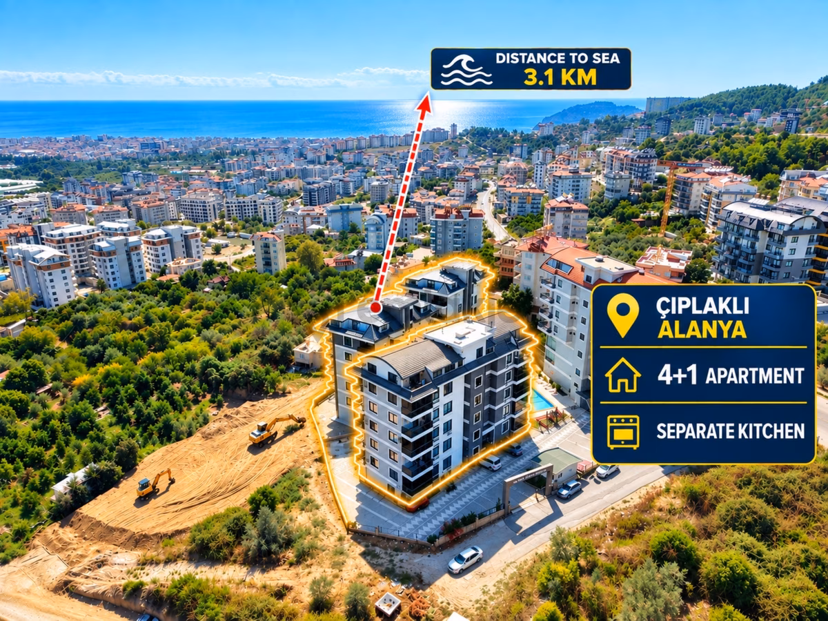 Alanya Çıplaklı'da Satılık 4+1 Ayrı Mutfak Daire