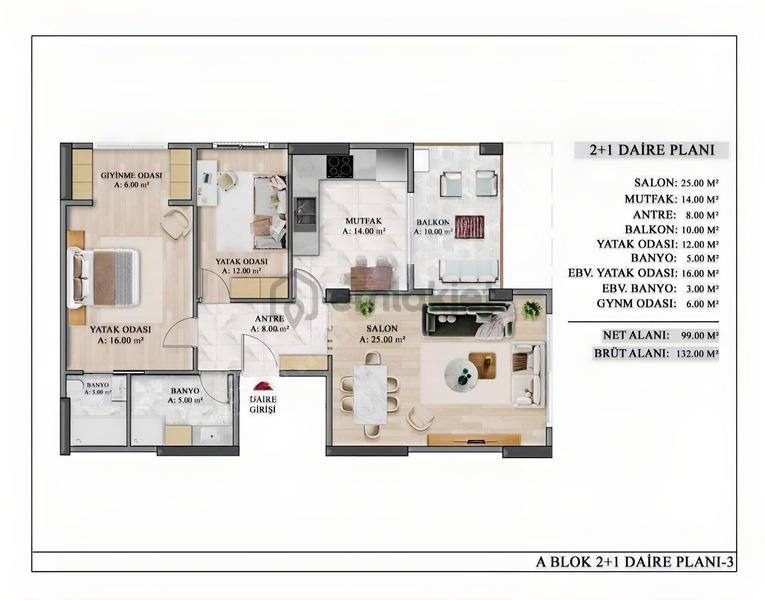 Cadde Üzeri Lüks Sitede 2+1 Net 99m² Giyinme Odalı Ebeveyn Banyo - 12