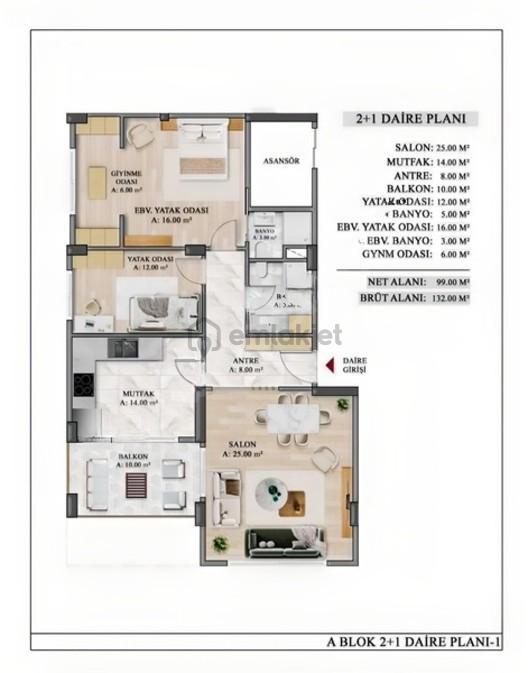 Cadde Üzeri Lüks Sitede 2+1 Net 99m² Giyinme Odalı Ebeveyn Banyo - 10