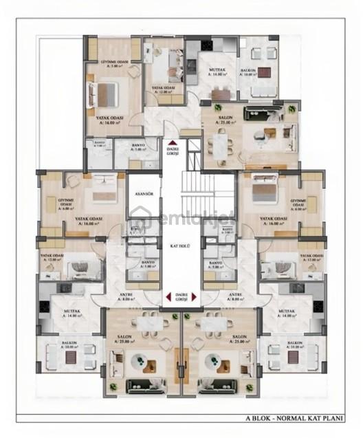 Cadde Üzeri Lüks Sitede 2+1 Net 99m² Giyinme Odalı Ebeveyn Banyo - 9
