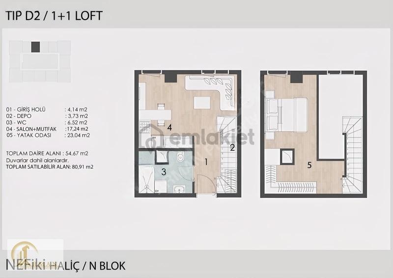 Nef 2 Haliç 1+1 Loft Kiralık Eşyalı Daire - 10