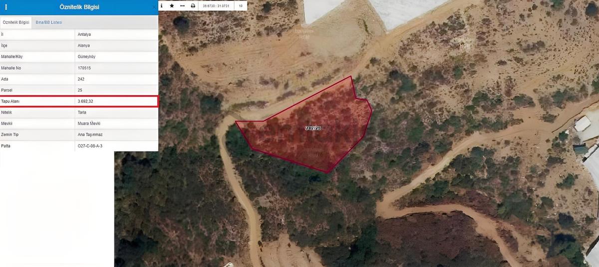 Satılık 3.692 M² Tarla, Alanya-güneyköy - 8