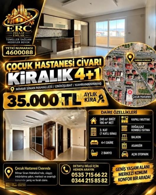 Çocuk Hastanesi Civarı Kiralık 4+1 Daire