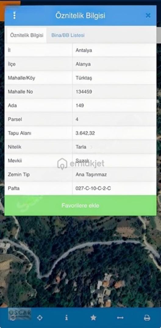 Alanya Türktaş Mahallesı'nde 3.642m2 Satılık Tarla - 3