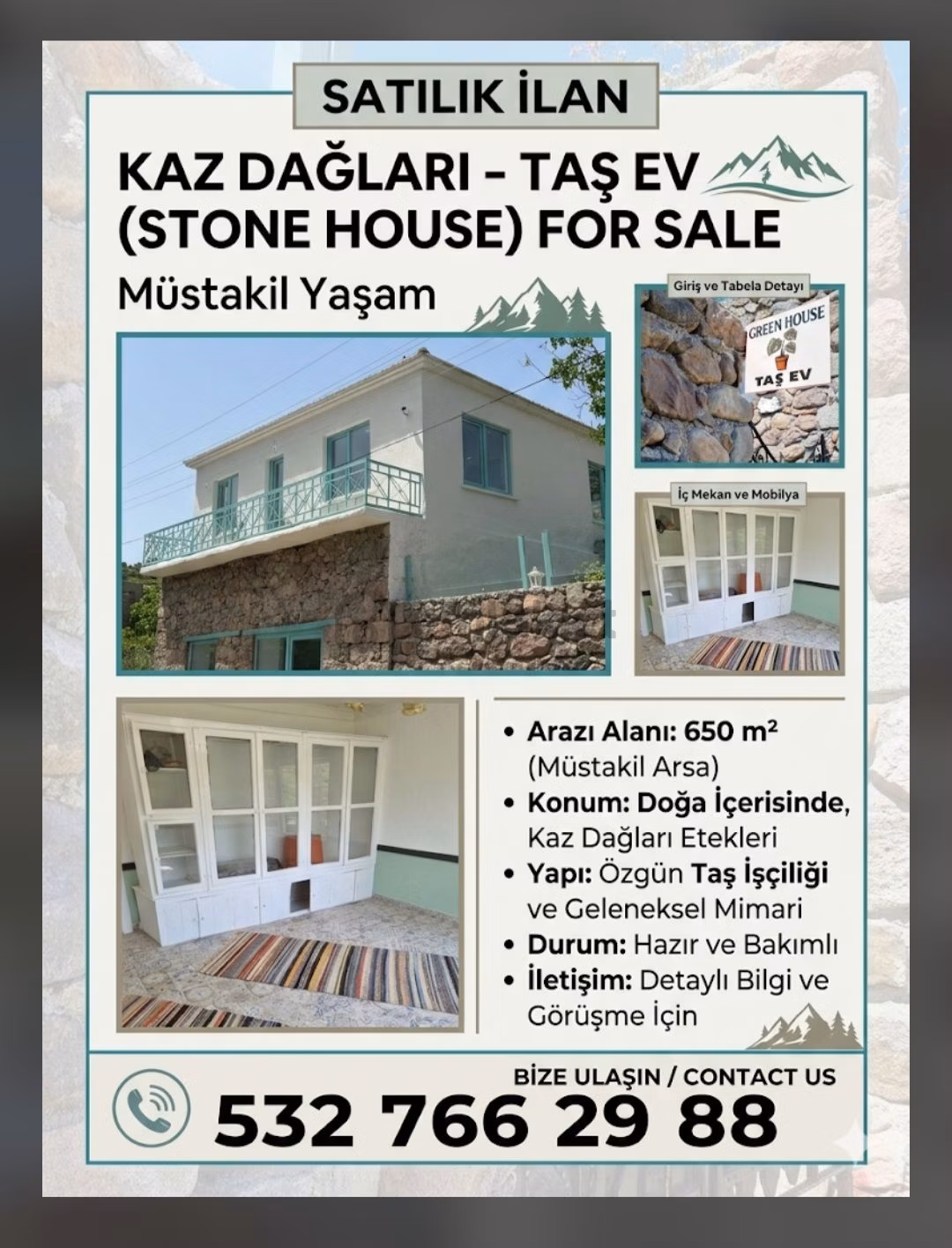 Çanakkale Ayvacık Kazdagları Bolgesı Mustakıl Taş Ev - 7