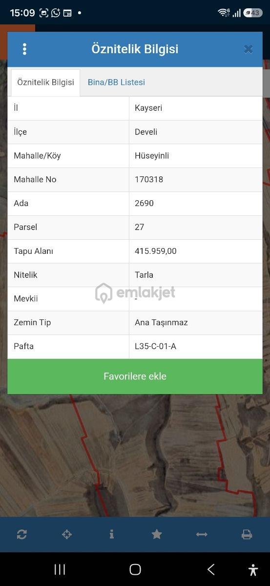 Tek Tapu Develi Hüseyinli Satılık 416 Dönüm Tarla - 2