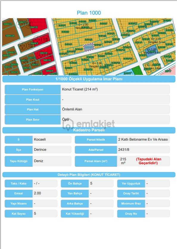 Derince Limana Çok Yakın | 215 M² | 5 Kat İmarlı | Satılık Arsa - 6