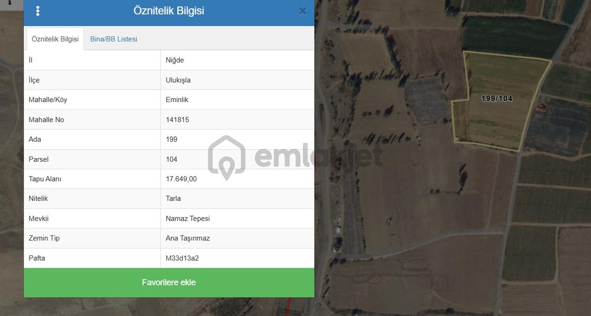 Niğde Eminlik Köyünde 17649,00 M2 Satılık Tarla - 6