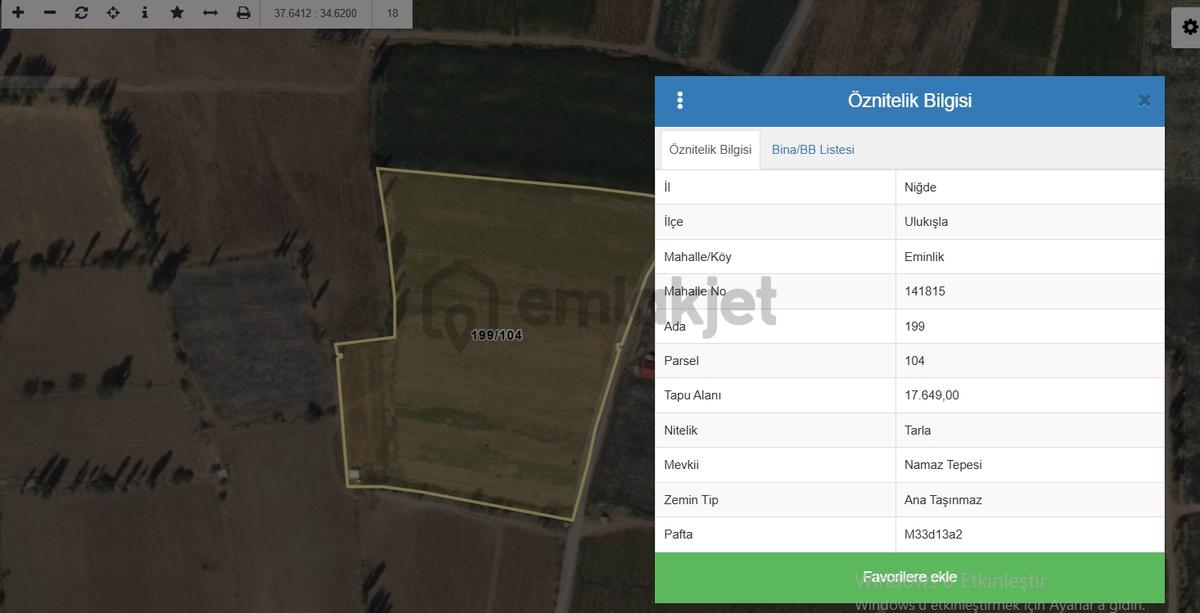 Niğde Eminlik Köyünde 17649,00 M2 Satılık Tarla - 5