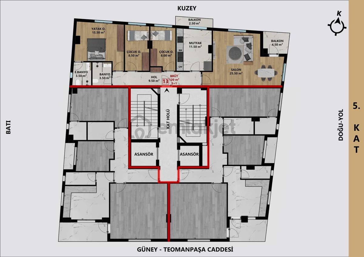 Bahçelievler Mah. 3+1 Ara Kat 120m² Daire - 13