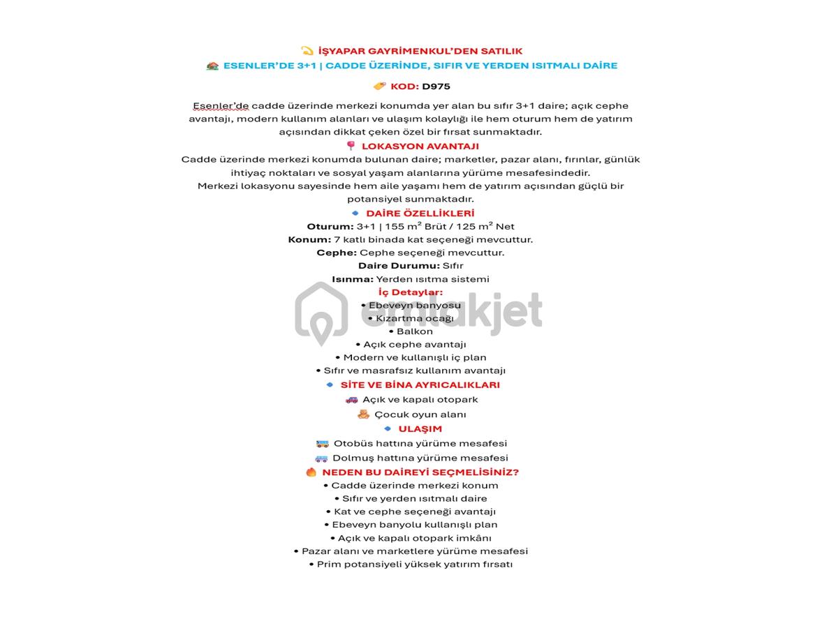 Esenlerde 3+1 Cadde Üzerinde, Sıfır Ve Yerden Isıtmalı Daireler - 10
