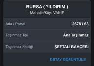 Bursa Kılıç Tan Vakıf Merkezde Satılık 912m2 Şeftali Bahçesi Bursa Kılıç Tan Vakıf Merkezde Satılık 912m2 Şeftali Bahçesi