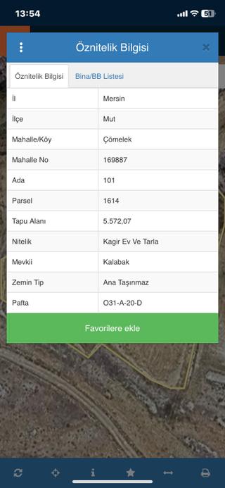 Mersin Mut Çömelek Köyü Satlık Tarla Ve Yıkık Ev
