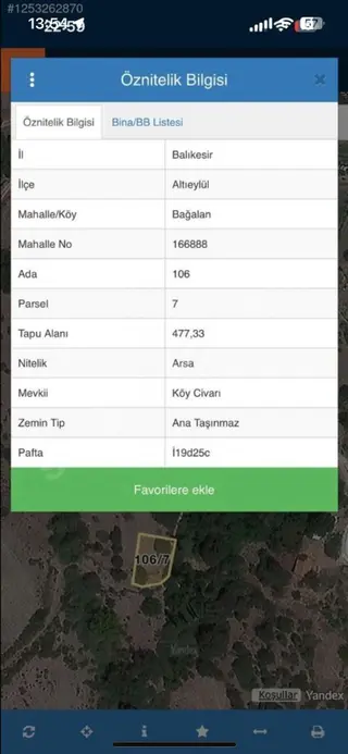Balıkesir Altıeylül Bağalan Da Köy İçinde Villa İmarlı 478m2 Satılık Arsa