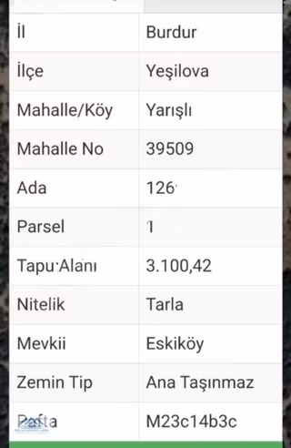 Yeşilova Yarışlıda 3100 M2 Köy'e Yakın Stılık Arazi