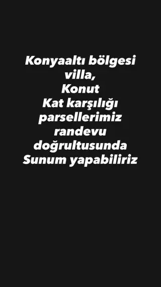 Konyaaltı Bölgesi Villa Ve Konut Kat Karşılığı