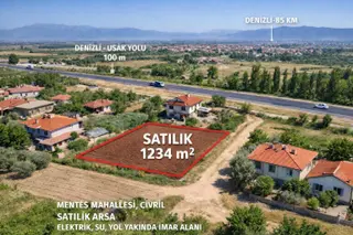 Çivril Menteş Mahallesin'de Satılık Arsa 1234 Metre Kare