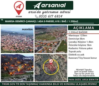 Manisa Demirci Çanakçı Satılık Bağ 1200m2