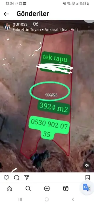 Sahibinden Tek Tapu 4 Dönüm 1.250