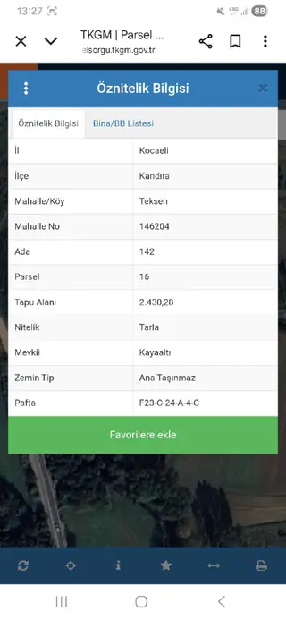 Sahibinden Kandıra Teksen Köyü Satılık Tarla