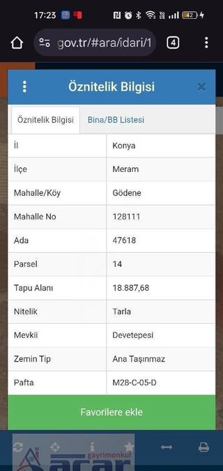 Meram Gödene'de Satılık 309 Metre Bahçe Yeri Meram Gödene'de Satılık 309 Metre Bahçe Yeri