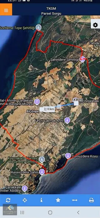 Eceabat Alçıtepe Mrkz 2 Km Mesafe'de 7420 M2 Tarla (araç Takaslı