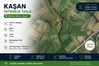 Edirne Keşan Mecidiye'de 750 M² Hisseli Satılık Yatırımlık Tarla