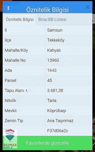 Remax Hakan Babakardeş'ten| Tekkeköy'de Satılık Müstakil Parsel