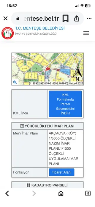 Muğla Mentese Akcaova Mahallesinde Satılık Ticari Arsa