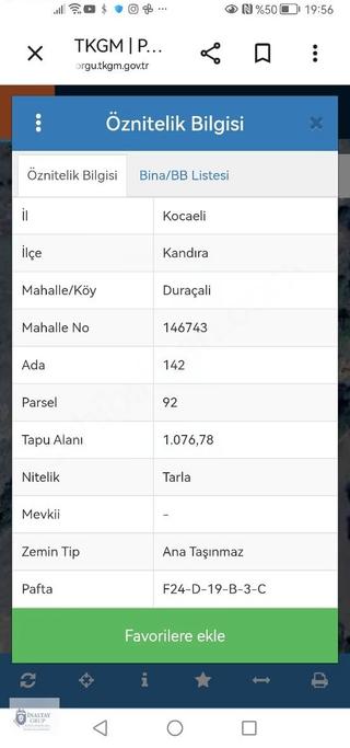 Kandıra Duraçalide Köyünde Uygun 1076m2