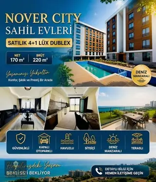 Novercity Sahil Evlerinde Deniz Manzaralı Lüks 4+1 Dubleks Daire