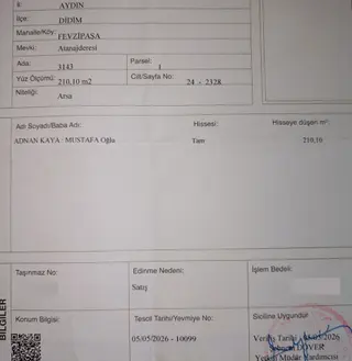 Sahibinden Didim Fevzipaşa'da Villa İmarlı 210 M2 Arsa